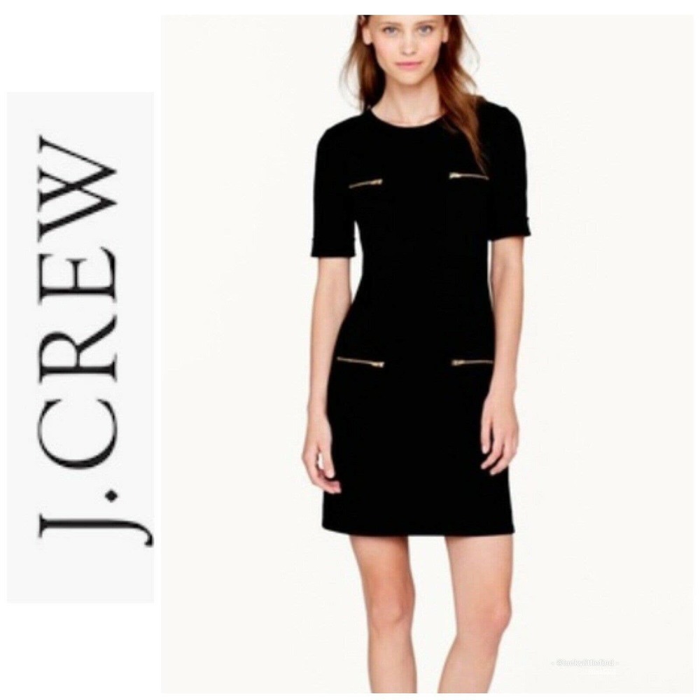J. Crew Black Ponte Mod Zip Pocket Dress Size 2
